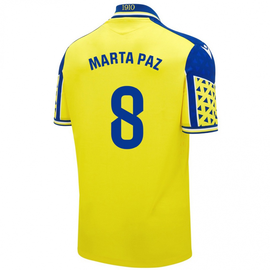 Niño Fútbol Camiseta Marta Milagros Paz Cruz #8 Amarillo Azul 1ª Equipación 2024/25 México