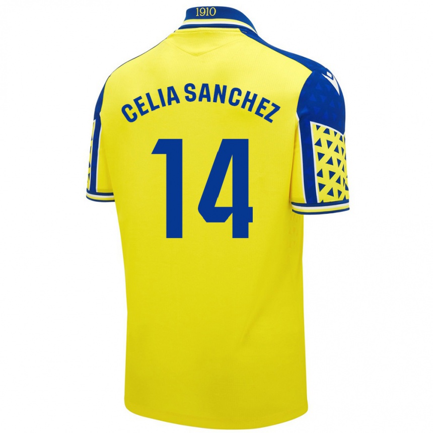 Niño Fútbol Camiseta Celia Sánchez García #14 Amarillo Azul 1ª Equipación 2024/25 México