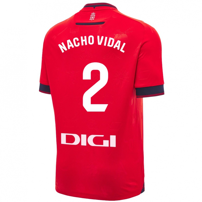 Niño Fútbol Camiseta Nacho Vidal #2 Rojo Blanco 1ª Equipación 2024/25 México