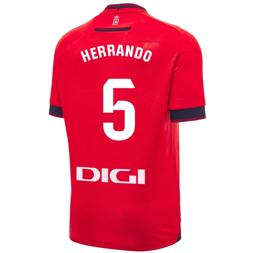 Niño Fútbol Camiseta Jorge Herrando #5 Rojo Blanco 1ª Equipación 2024/25 México