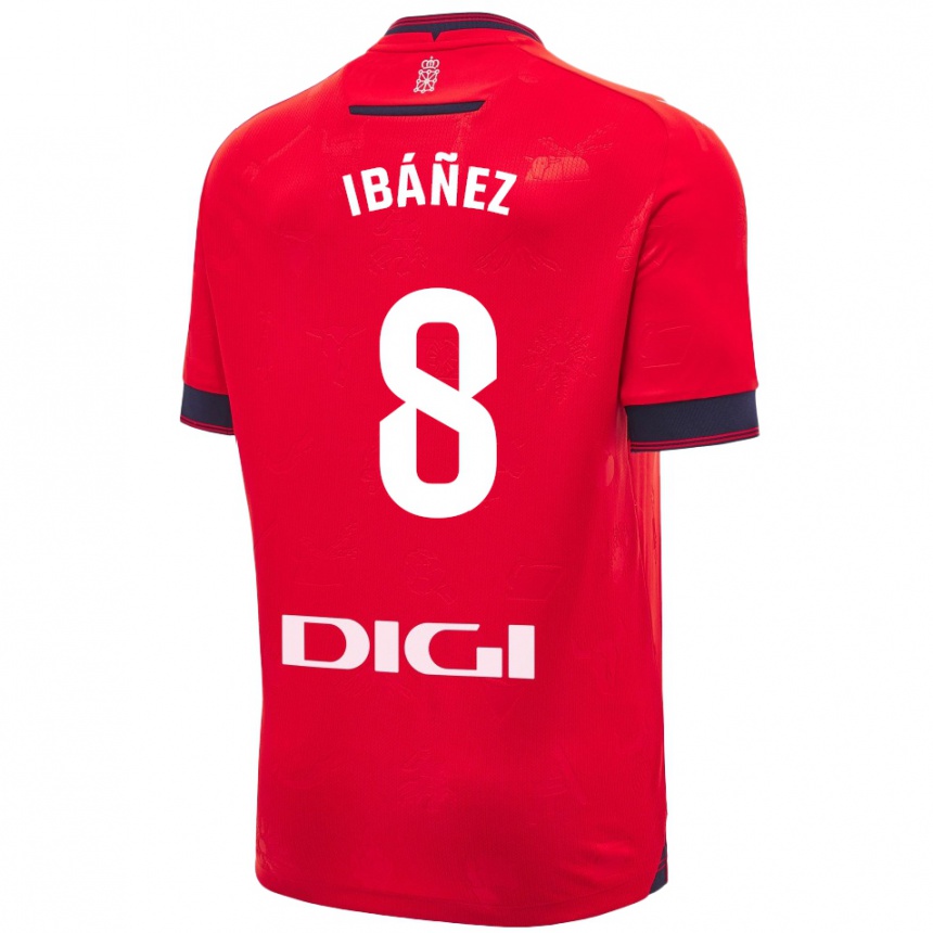 Niño Fútbol Camiseta Pablo Ibáñez #8 Rojo Blanco 1ª Equipación 2024/25 México