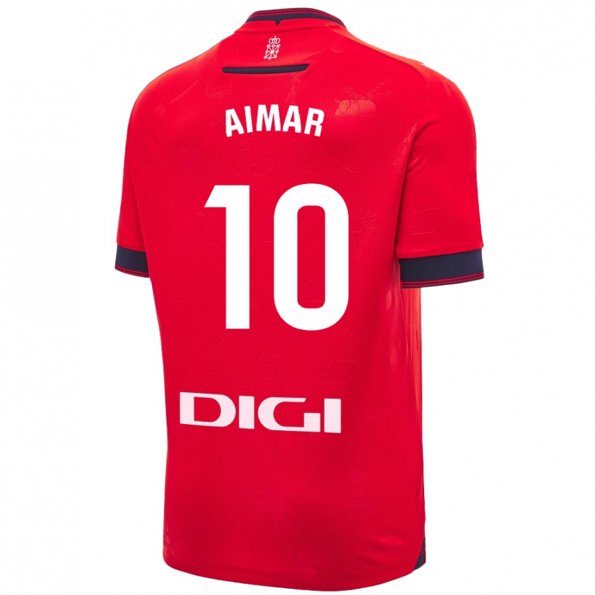 Niño Fútbol Camiseta Aimar Oroz #10 Rojo Blanco 1ª Equipación 2024/25 México