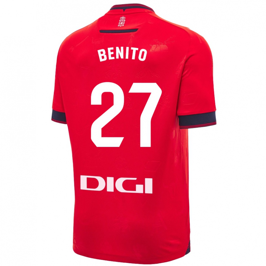 Niño Fútbol Camiseta Iker Benito #27 Rojo Blanco 1ª Equipación 2024/25 México