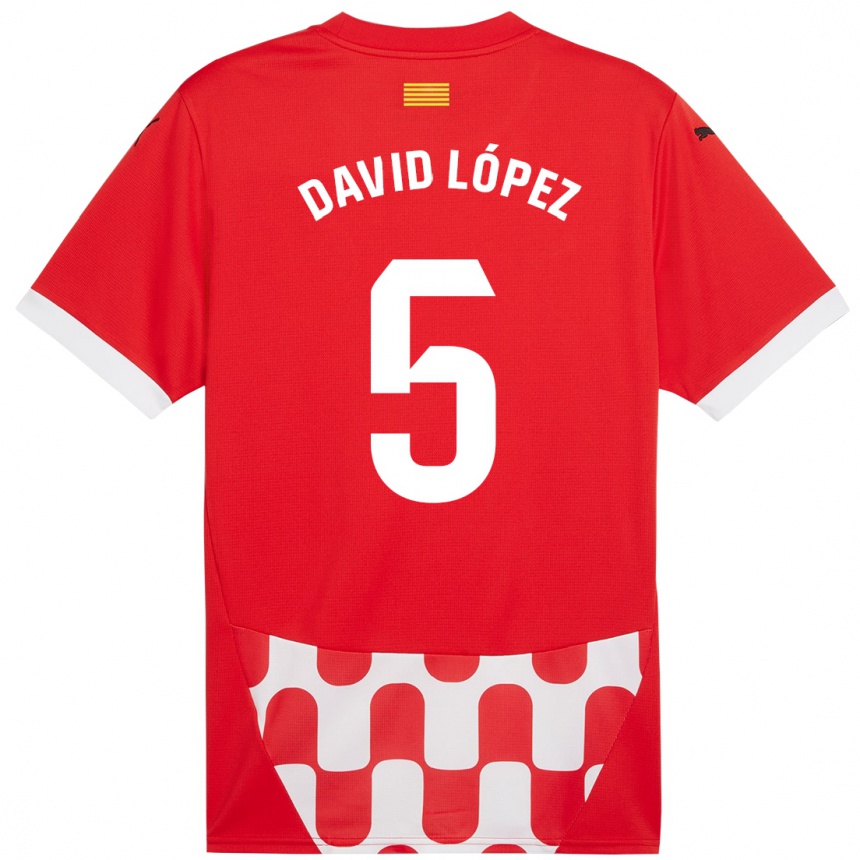 Niño Fútbol Camiseta David López #5 Rojo Blanco 1ª Equipación 2024/25 México