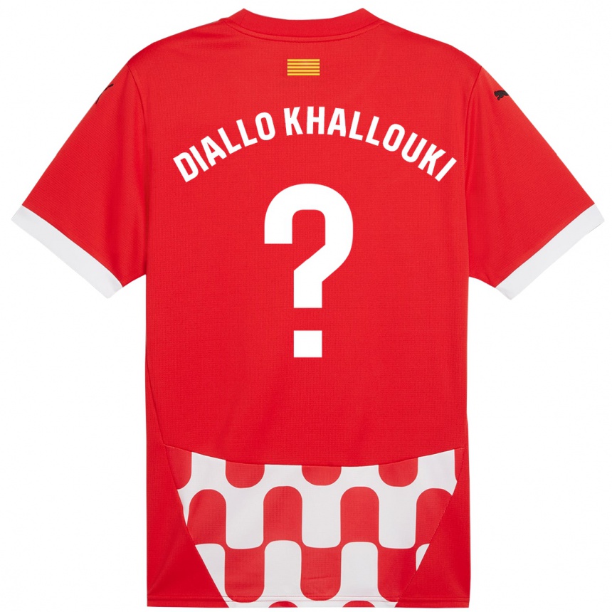 Niño Fútbol Camiseta Siaka Diallo Khallouki #0 Rojo Blanco 1ª Equipación 2024/25 México