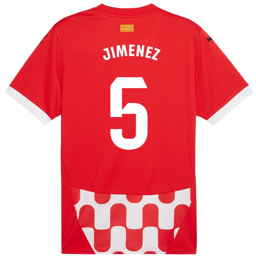 Niño Fútbol Camiseta Ángela Jiménez #5 Rojo Blanco 1ª Equipación 2024/25 México