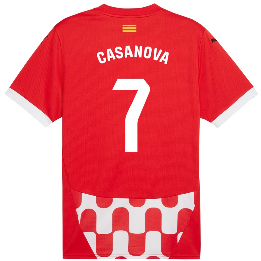 Niño Fútbol Camiseta Àstrid Casanova #7 Rojo Blanco 1ª Equipación 2024/25 México