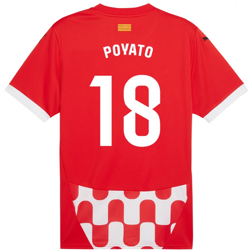 Niño Fútbol Camiseta Marina Poyato #18 Rojo Blanco 1ª Equipación 2024/25 México