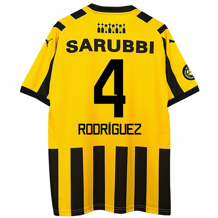 Niño Fútbol Camiseta Guzmán Rodríguez #4 Amarillo Negro 1ª Equipación 2024/25 México