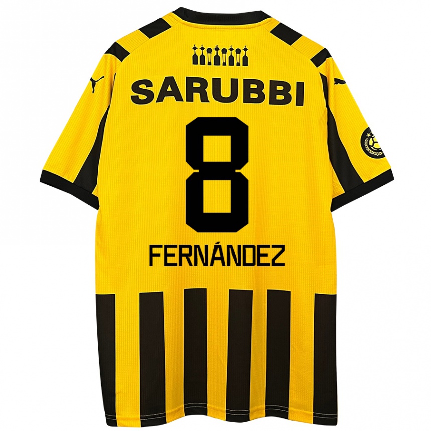 Niño Fútbol Camiseta Leonardo Fernández #8 Amarillo Negro 1ª Equipación 2024/25 México