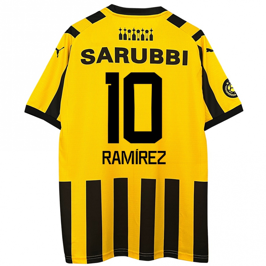 Niño Fútbol Camiseta Gastón Ramírez #10 Amarillo Negro 1ª Equipación 2024/25 México