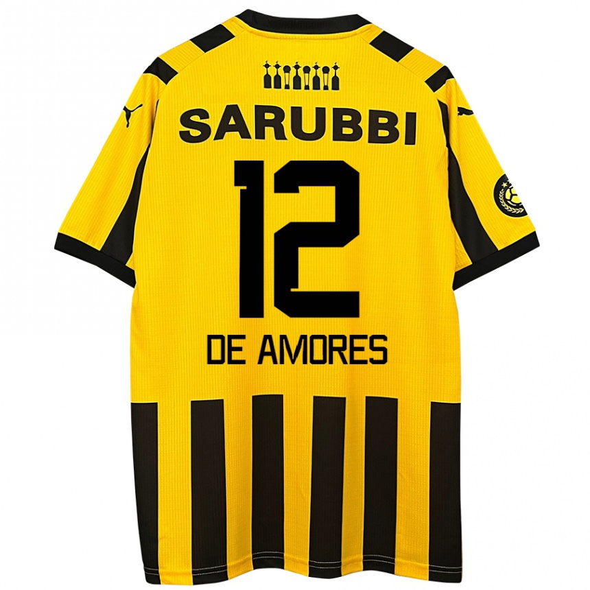 Niño Fútbol Camiseta Guillermo De Amores #12 Amarillo Negro 1ª Equipación 2024/25 México