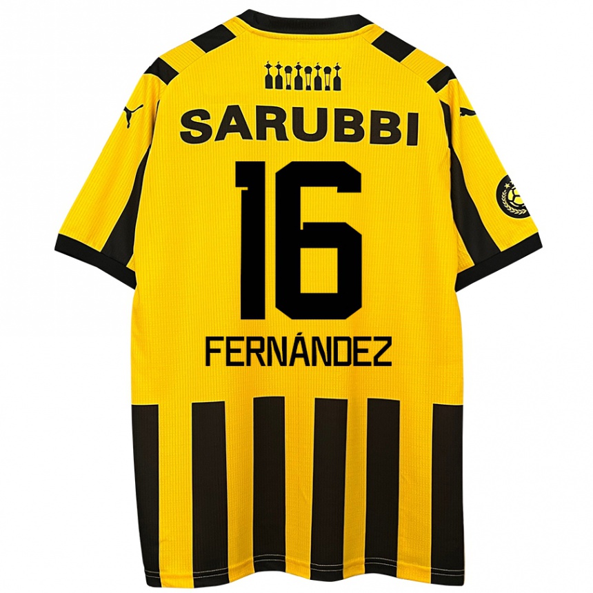 Niño Fútbol Camiseta Adrián Fernández #16 Amarillo Negro 1ª Equipación 2024/25 México