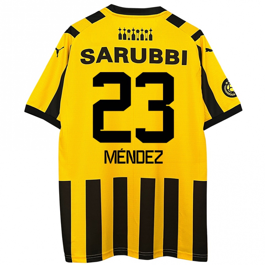 Niño Fútbol Camiseta Javier Méndez #23 Amarillo Negro 1ª Equipación 2024/25 México