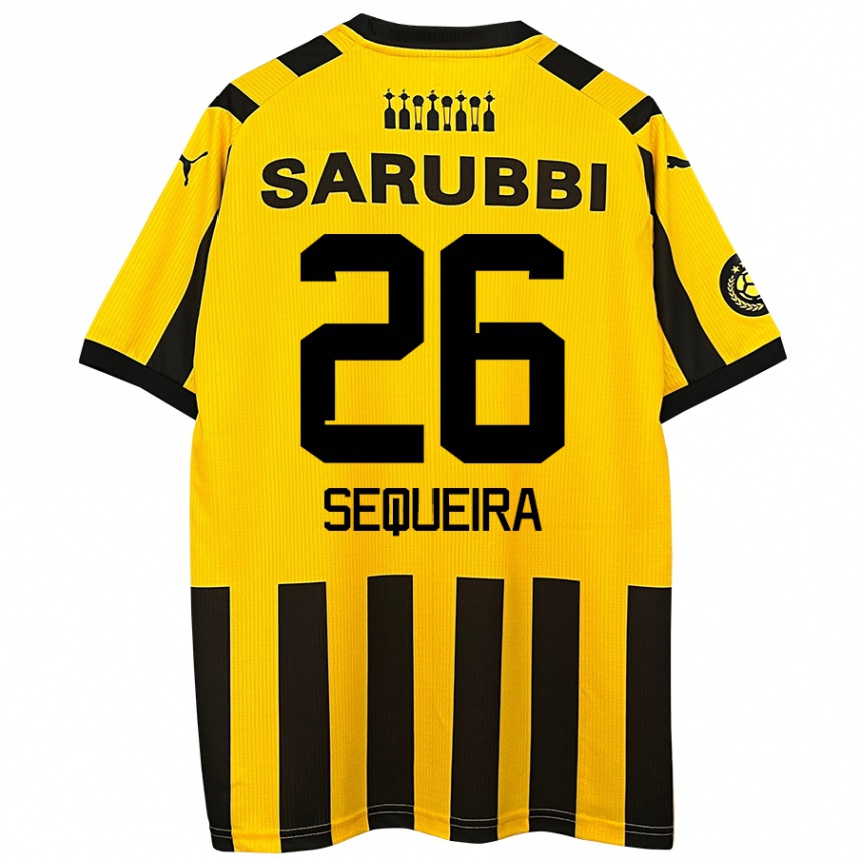 Niño Fútbol Camiseta Leonardo Sequeira #26 Amarillo Negro 1ª Equipación 2024/25 México