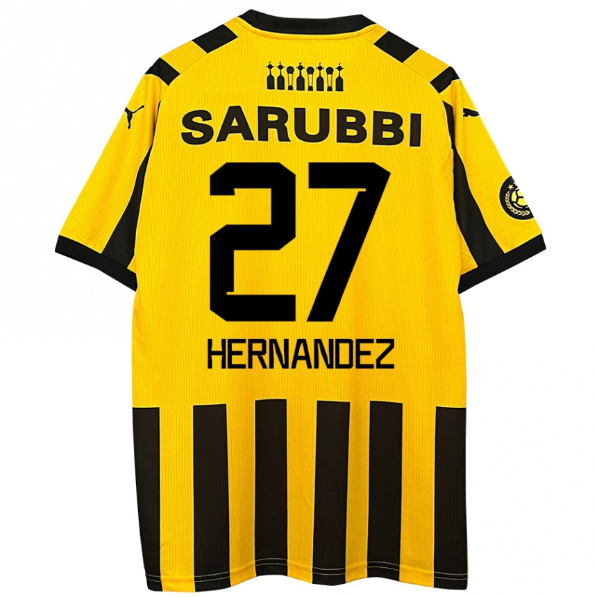 Niño Fútbol Camiseta Lucas Hernández #27 Amarillo Negro 1ª Equipación 2024/25 México