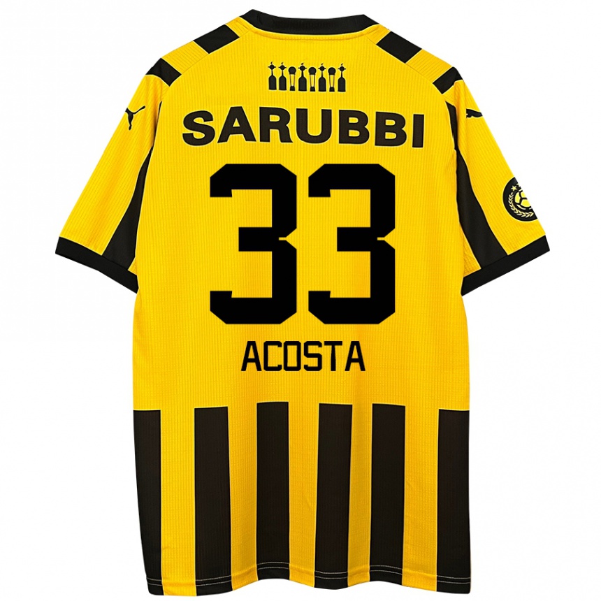 Niño Fútbol Camiseta Nahuel Acosta #33 Amarillo Negro 1ª Equipación 2024/25 México