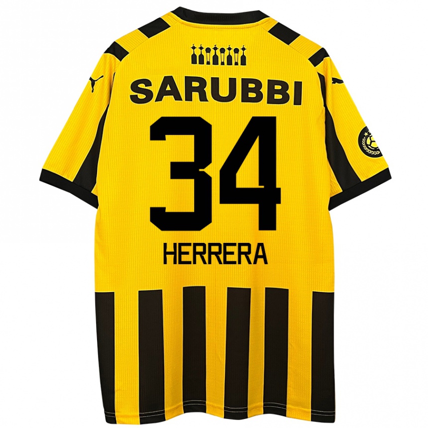 Niño Fútbol Camiseta Nahuel Herrera #34 Amarillo Negro 1ª Equipación 2024/25 México