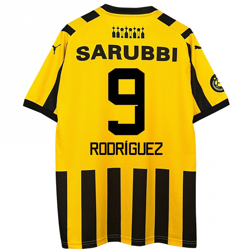 Niño Fútbol Camiseta Agustín Rodríguez #9 Amarillo Negro 1ª Equipación 2024/25 México