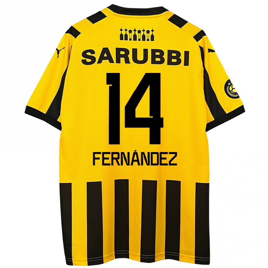 Niño Fútbol Camiseta Faustino Fernández #14 Amarillo Negro 1ª Equipación 2024/25 México