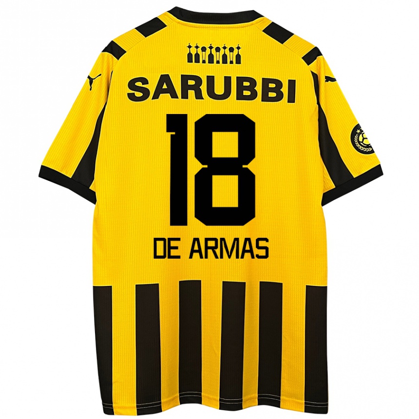 Niño Fútbol Camiseta Nahuel De Armas #18 Amarillo Negro 1ª Equipación 2024/25 México