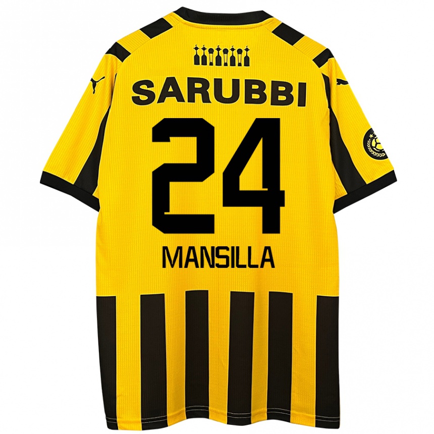 Niño Fútbol Camiseta Brian Mansilla #24 Amarillo Negro 1ª Equipación 2024/25 México