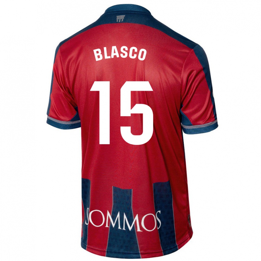 Niño Fútbol Camiseta Jérémy Blasco #15 Rojo Azul 1ª Equipación 2024/25 México