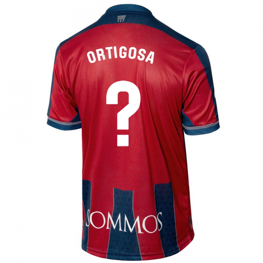 Niño Fútbol Camiseta Aritz Ortigosa #0 Rojo Azul 1ª Equipación 2024/25 México