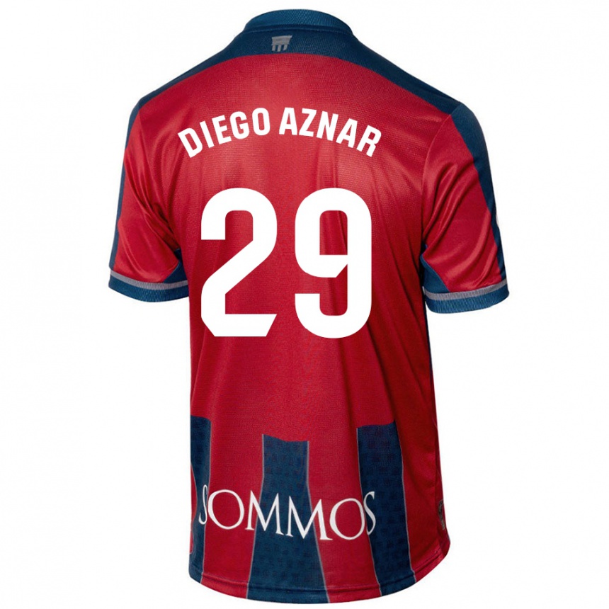 Niño Fútbol Camiseta Diego Aznar #29 Rojo Azul 1ª Equipación 2024/25 México