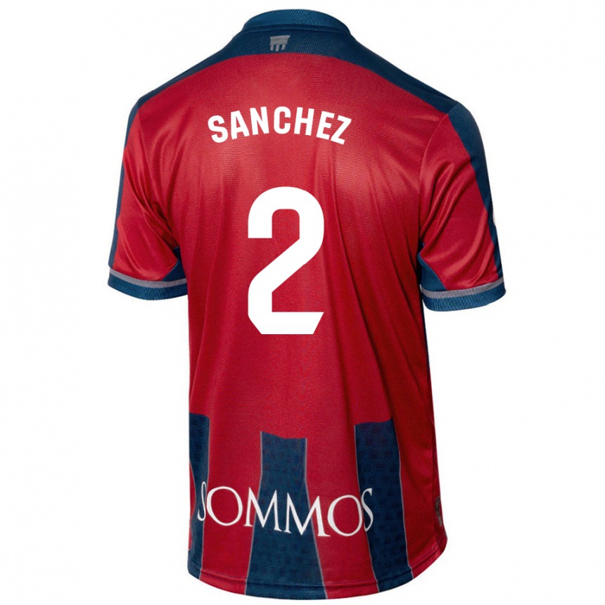 Niño Fútbol Camiseta Paz Sánchez #2 Rojo Azul 1ª Equipación 2024/25 México