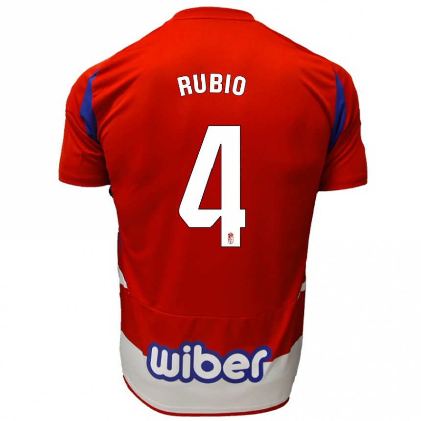 Niño Fútbol Camiseta Miguel Rubio #4 Rojo Blanco Azul 1ª Equipación 2024/25 México