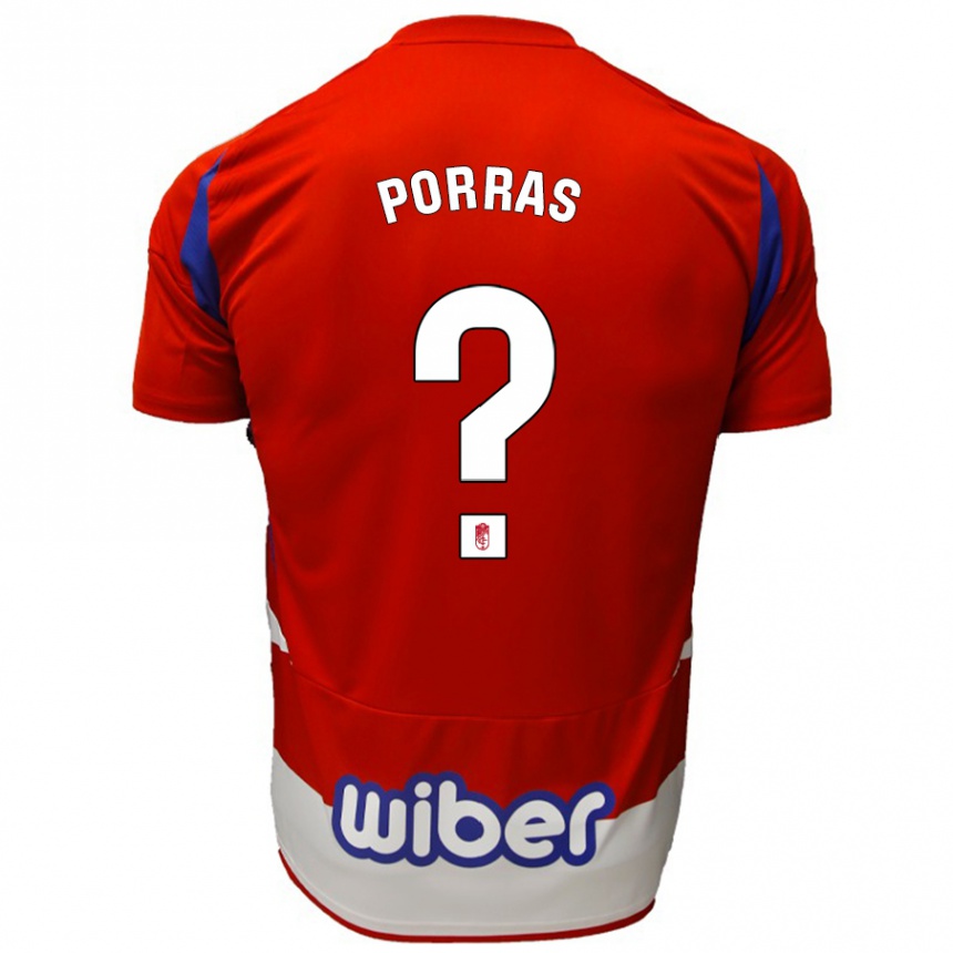 Niño Fútbol Camiseta Cristian Porras #0 Rojo Blanco Azul 1ª Equipación 2024/25 México