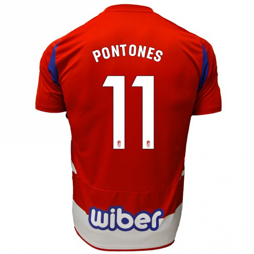 Niño Fútbol Camiseta Juan Carlos Pontones #11 Rojo Blanco Azul 1ª Equipación 2024/25 México