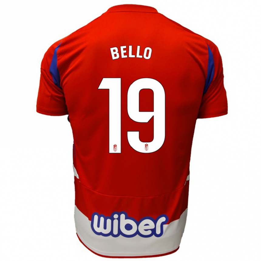 Niño Fútbol Camiseta Eghosa Augustine Bello #19 Rojo Blanco Azul 1ª Equipación 2024/25 México