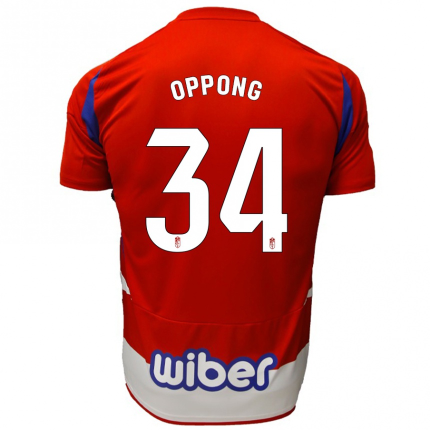 Niño Fútbol Camiseta Oscar Naasei Oppong #34 Rojo Blanco Azul 1ª Equipación 2024/25 México