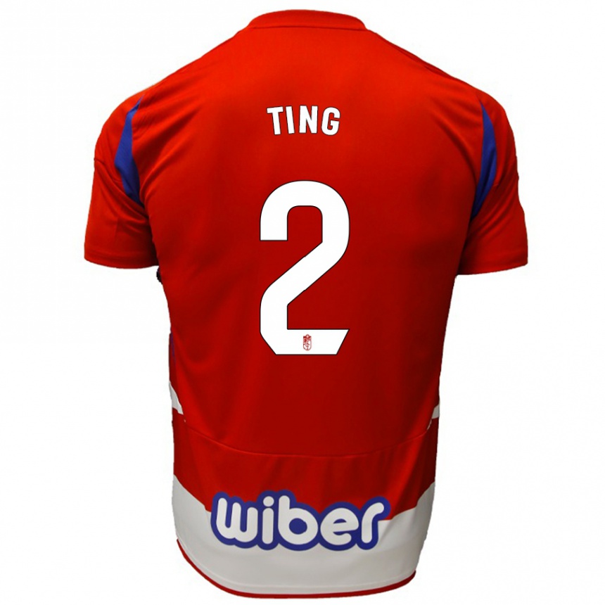 Niño Fútbol Camiseta Xie Ting #2 Rojo Blanco Azul 1ª Equipación 2024/25 México