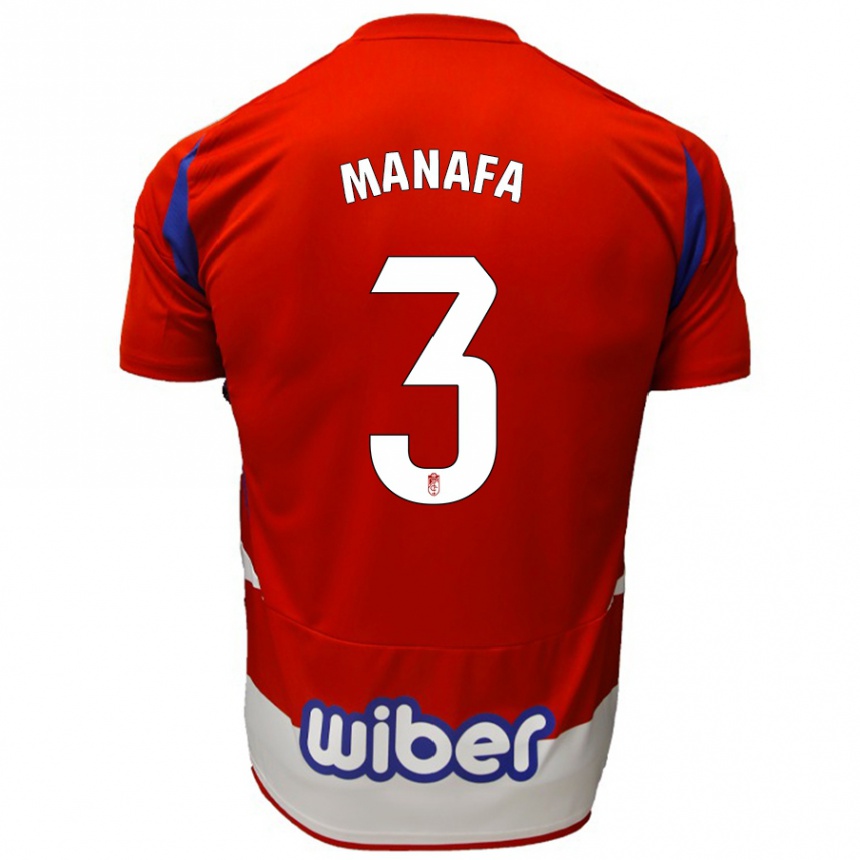 Niño Fútbol Camiseta Wilson Manafa #3 Rojo Blanco Azul 1ª Equipación 2024/25 México