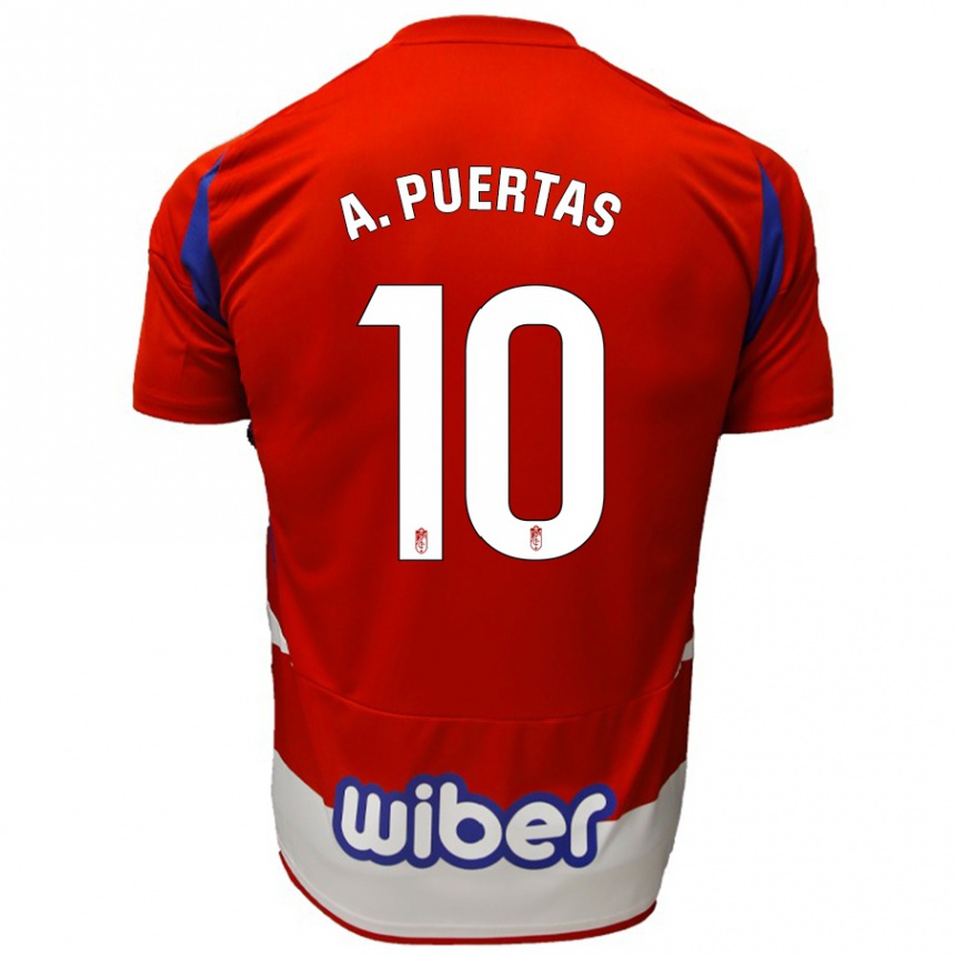 Niño Fútbol Camiseta Antonio Puertas #10 Rojo Blanco Azul 1ª Equipación 2024/25 México