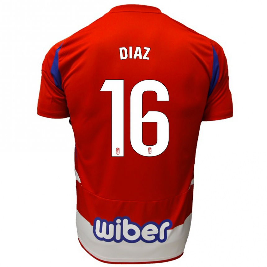 Niño Fútbol Camiseta Víctor Díaz #16 Rojo Blanco Azul 1ª Equipación 2024/25 México