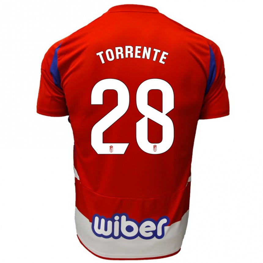 Niño Fútbol Camiseta Raúl Torrente #28 Rojo Blanco Azul 1ª Equipación 2024/25 México