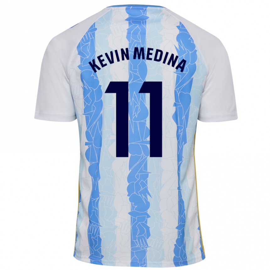 Niño Fútbol Camiseta Kevin Medina #11 Blanco Azul 1ª Equipación 2024/25 México