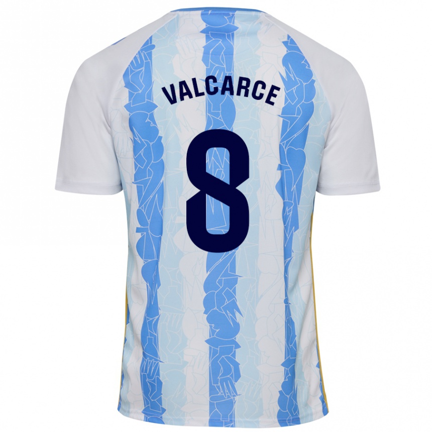 Niño Fútbol Camiseta Alejandro Valcarce #8 Blanco Azul 1ª Equipación 2024/25 México