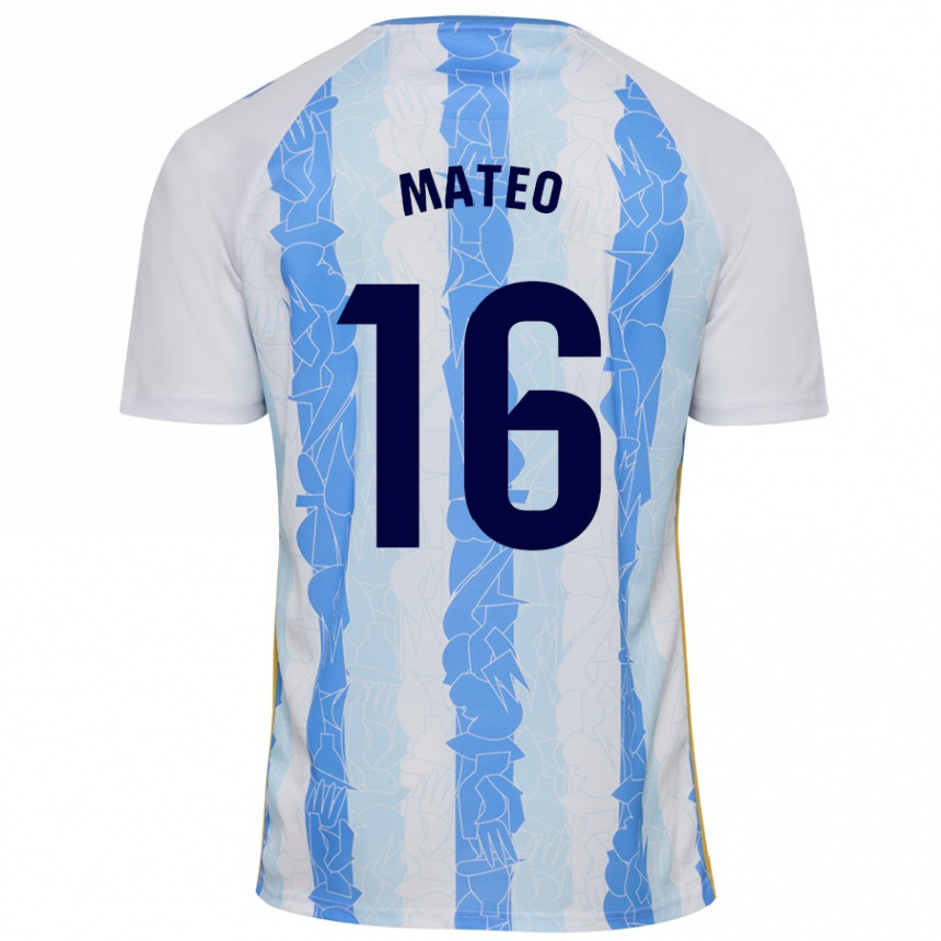 Niño Fútbol Camiseta Ángel Mateo #16 Blanco Azul 1ª Equipación 2024/25 México