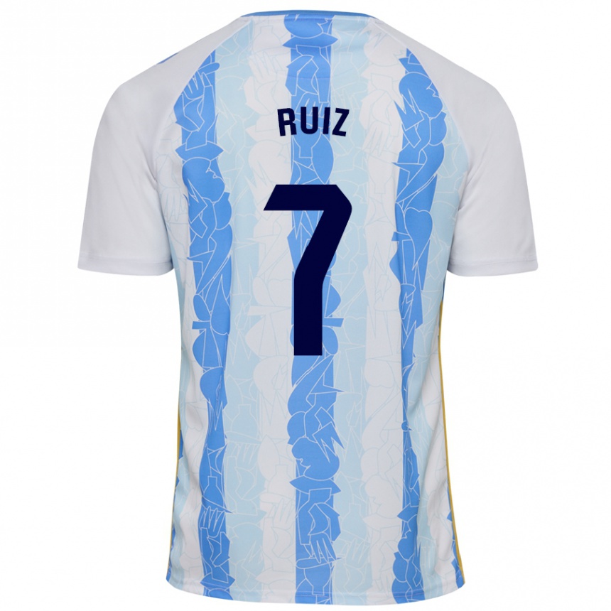 Niño Fútbol Camiseta María Ruiz #7 Blanco Azul 1ª Equipación 2024/25 México