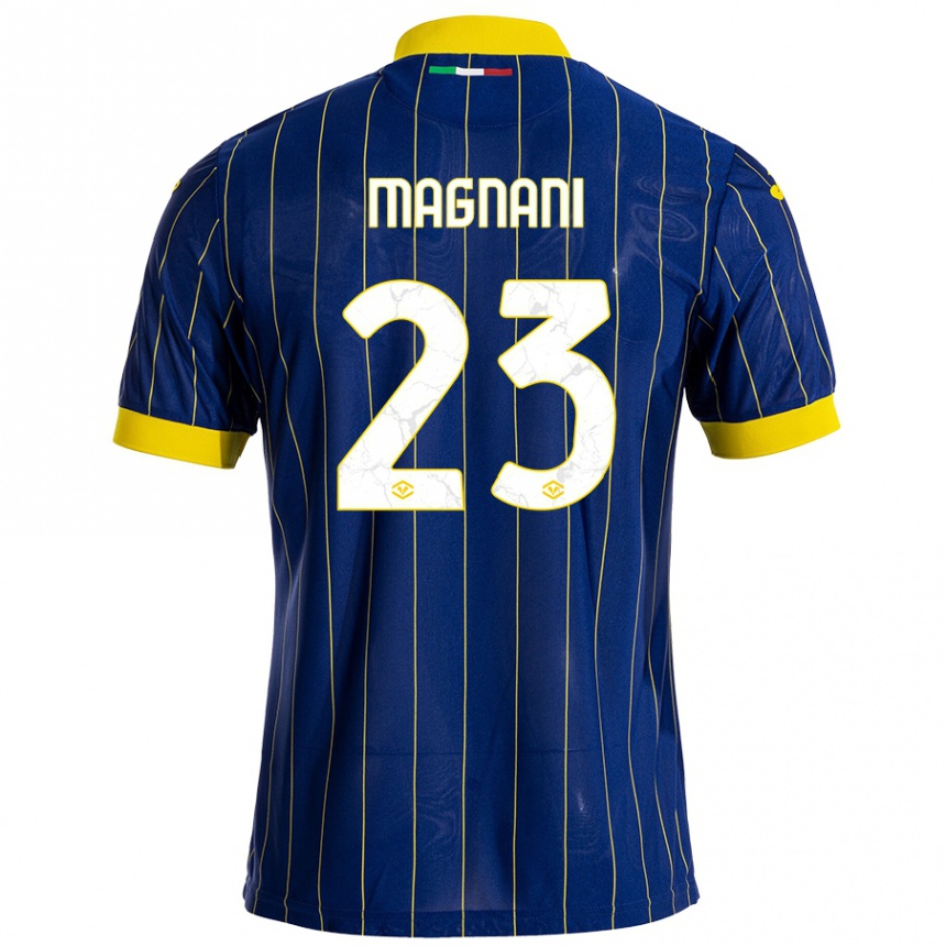 Niño Fútbol Camiseta Giangiacomo Magnani #23 Azul Amarillo 1ª Equipación 2024/25 México