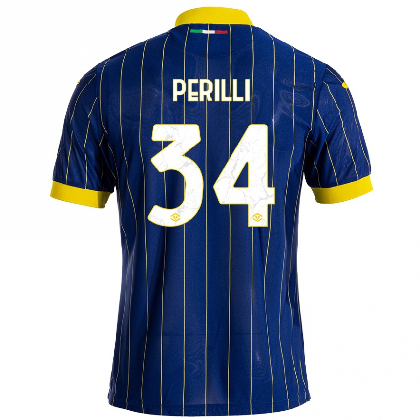 Niño Fútbol Camiseta Simone Perilli #34 Azul Amarillo 1ª Equipación 2024/25 México