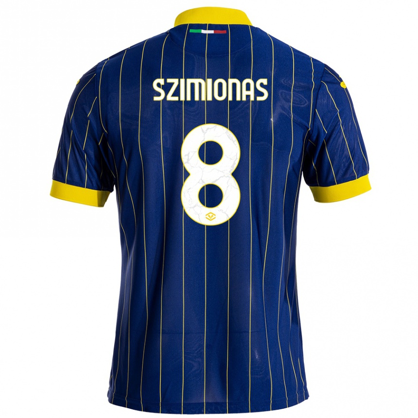 Niño Fútbol Camiseta Luca Szimionas #8 Azul Amarillo 1ª Equipación 2024/25 México