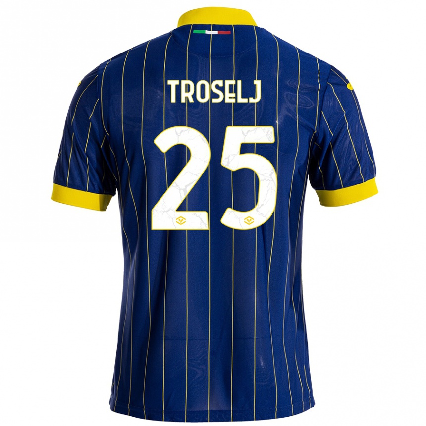 Niño Fútbol Camiseta Ethan Troselj #25 Azul Amarillo 1ª Equipación 2024/25 México