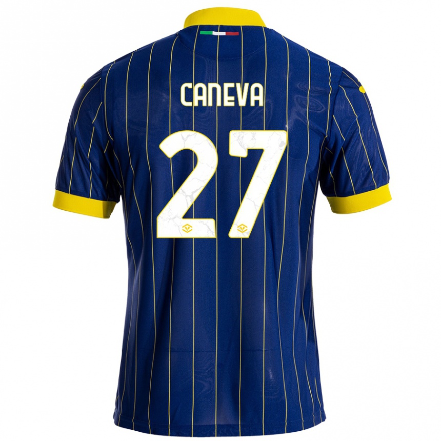 Niño Fútbol Camiseta Elia Caneva #27 Azul Amarillo 1ª Equipación 2024/25 México