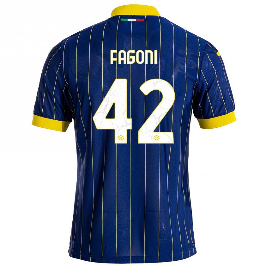 Niño Fútbol Camiseta Marco Fagoni #42 Azul Amarillo 1ª Equipación 2024/25 México